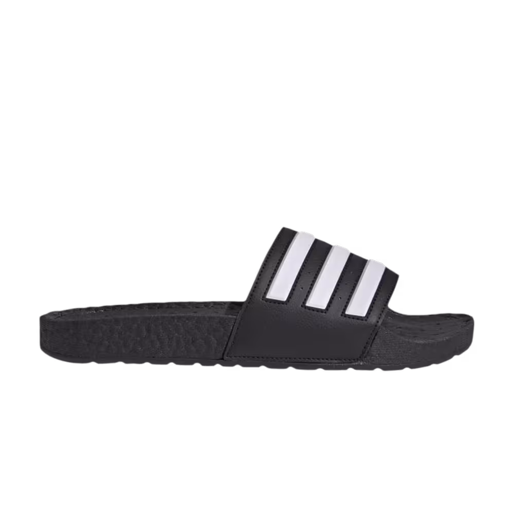 adidas Adilette Boost Slides Black White Stripes