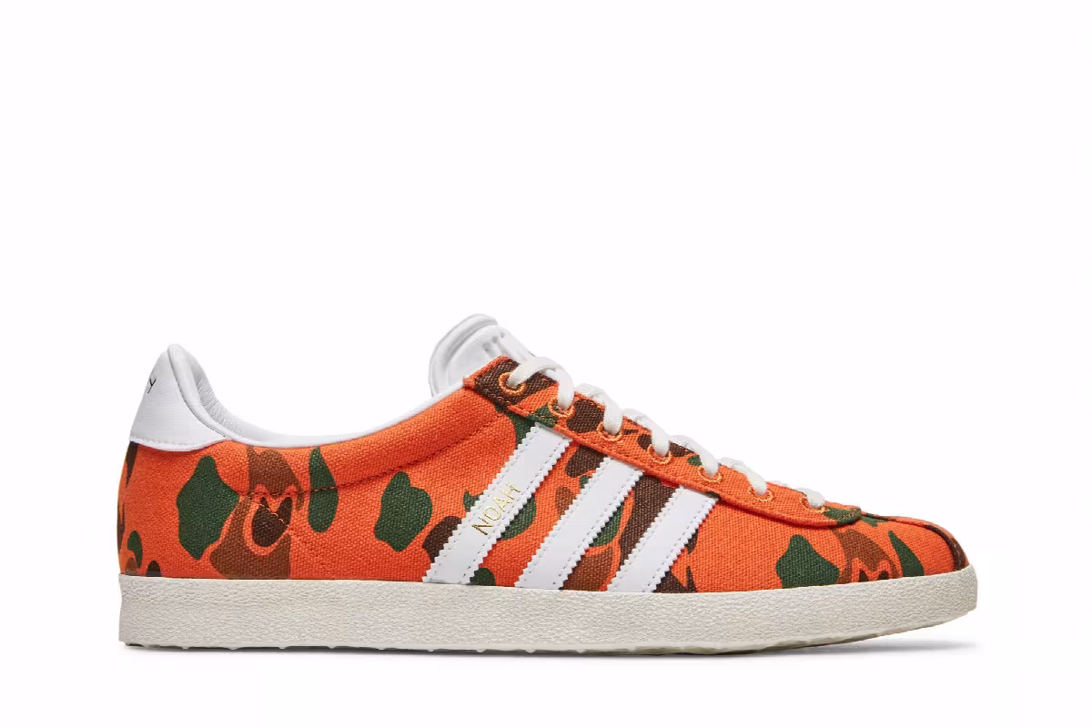 Noah x adidas Gazelle OG Orange Camo, view 2