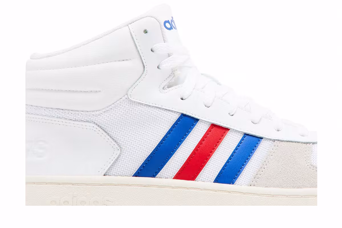 adidas Hoops 2.0 Mid White Royal Scarlet, view 3