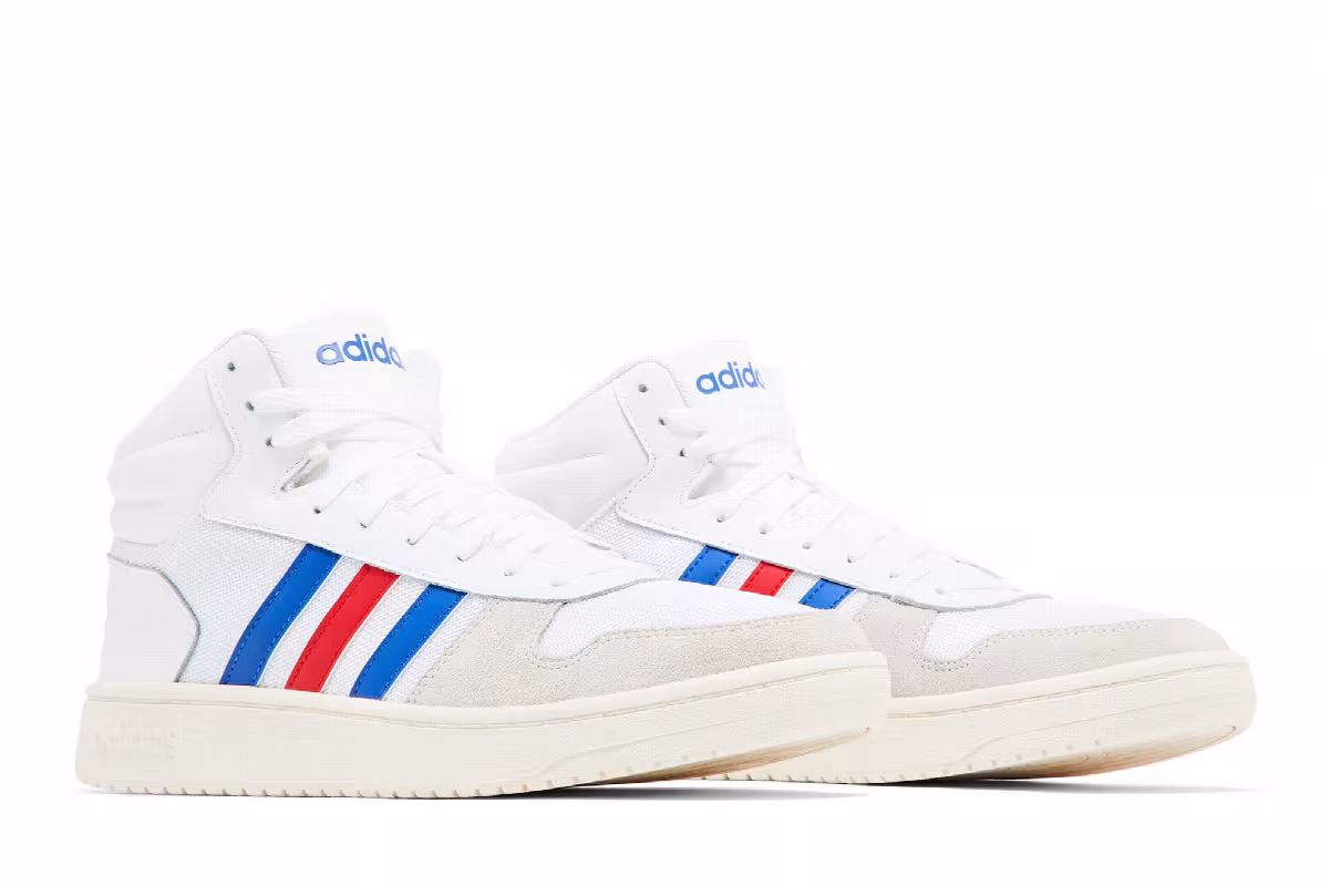 adidas Hoops 2.0 Mid White Royal Scarlet, view 9