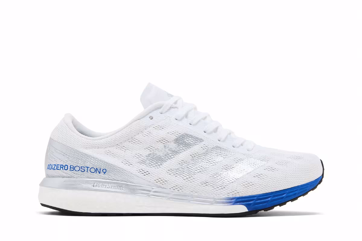 adidas Adizero Boston 9 Silver Metallic Royal Blue, view 2