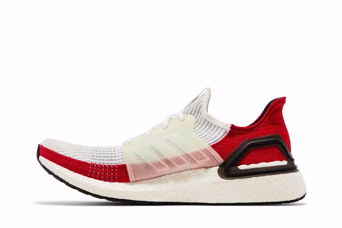adidas UltraBoost 19 White Scarlet, view 4