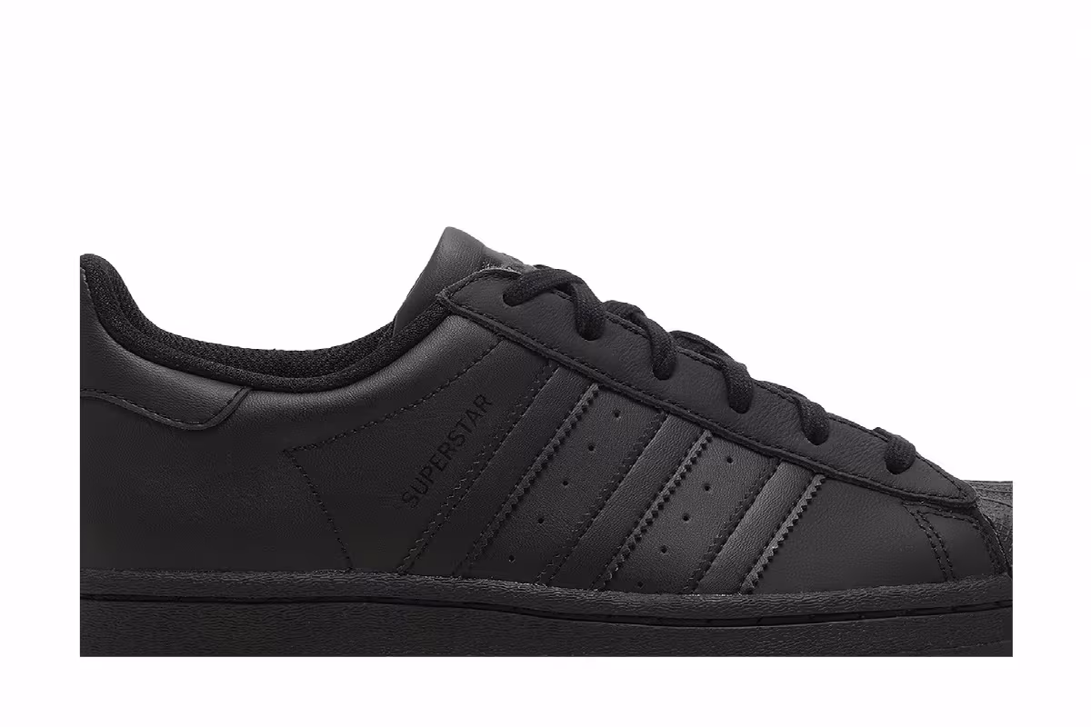 adidas Superstar J Triple Black, view 3