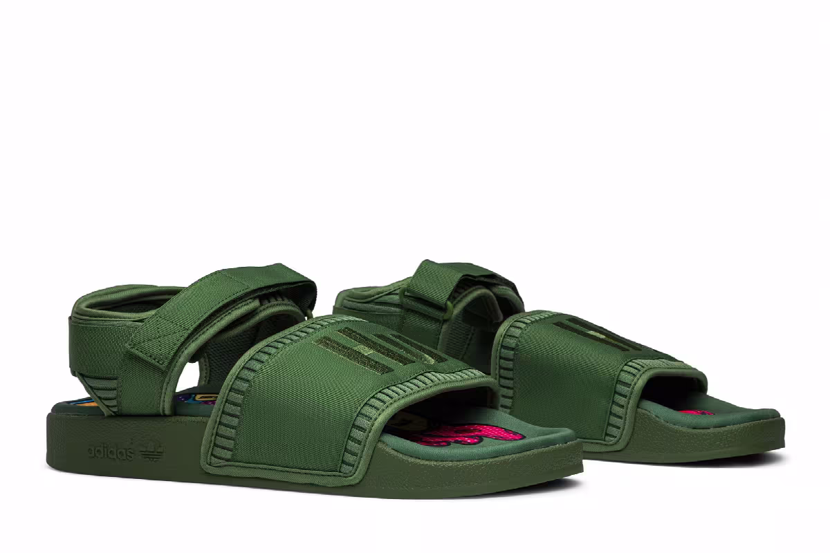 Pharrell x adidas Adilette 2.0 Sandal Tribe Green, view 9