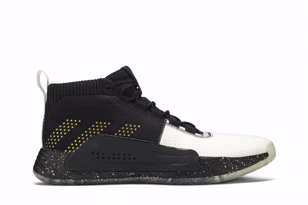 Adidas Dame 5 Black Gold White, view 2