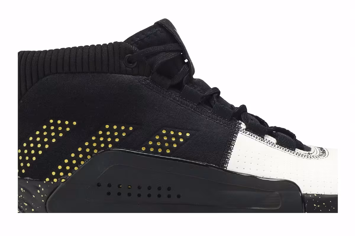 Adidas Dame 5 Black Gold White, view 3