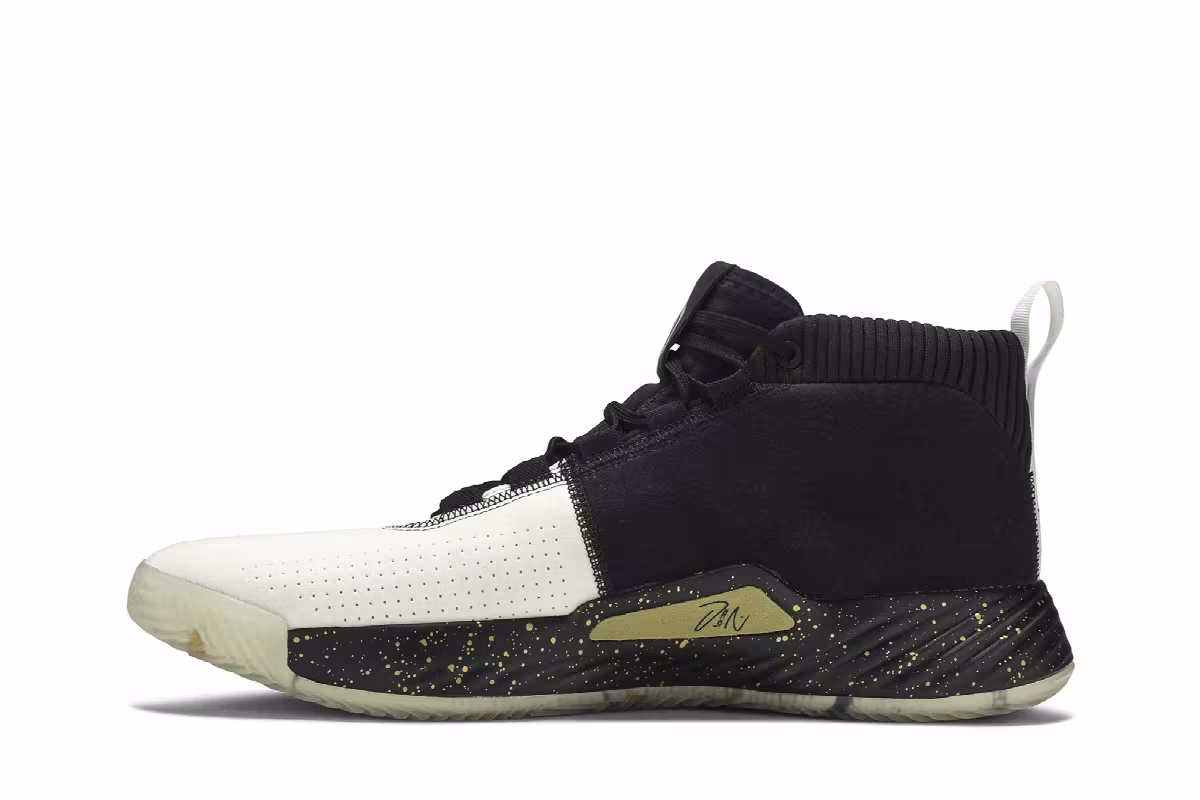 Adidas Dame 5 Black Gold White, view 4