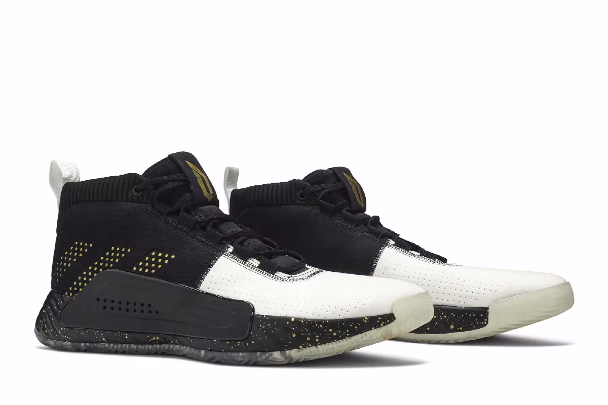 Adidas Dame 5 Black Gold White, view 9