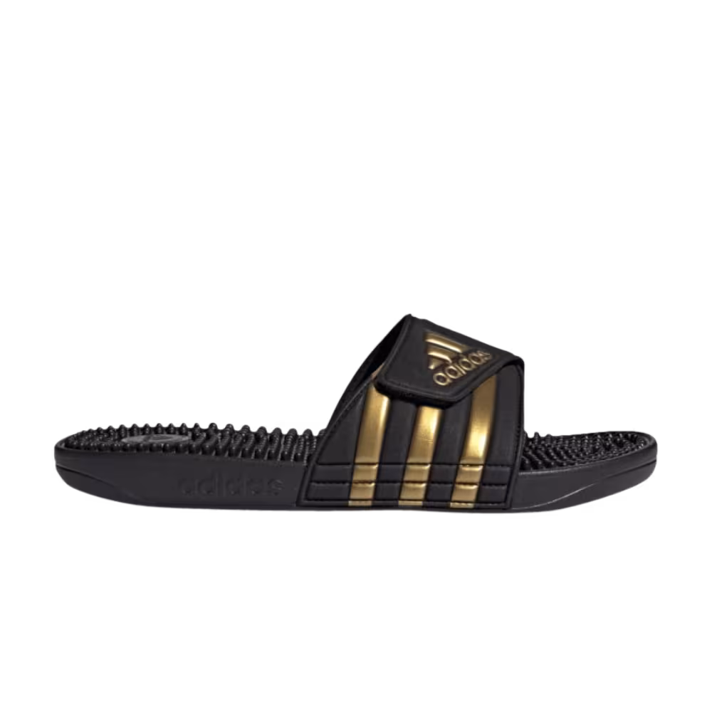 adidas Adissage Slides Black Gold Metallic