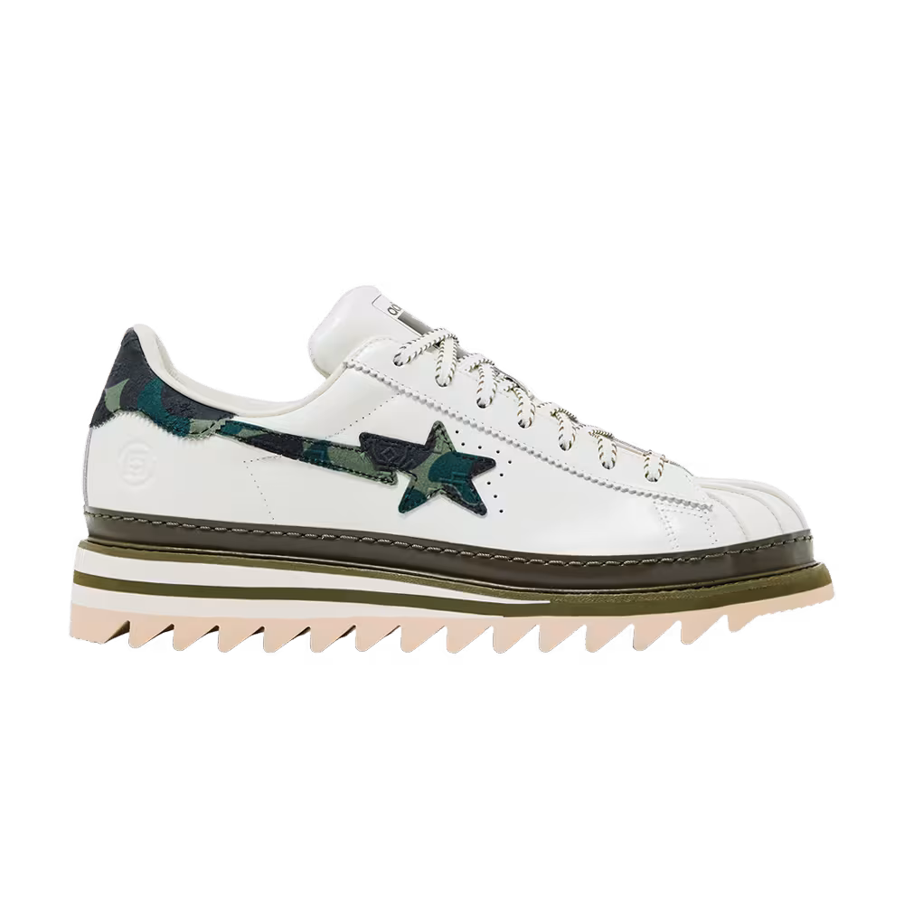 CLOT x BAPE x adidas Superstar Off White Olive Cargo