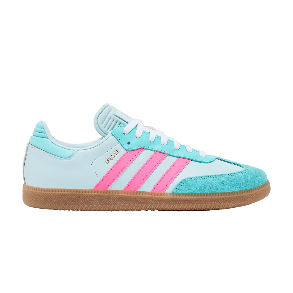 Lionel Messi x adidas Samba J Halo Mint Lucid Pink