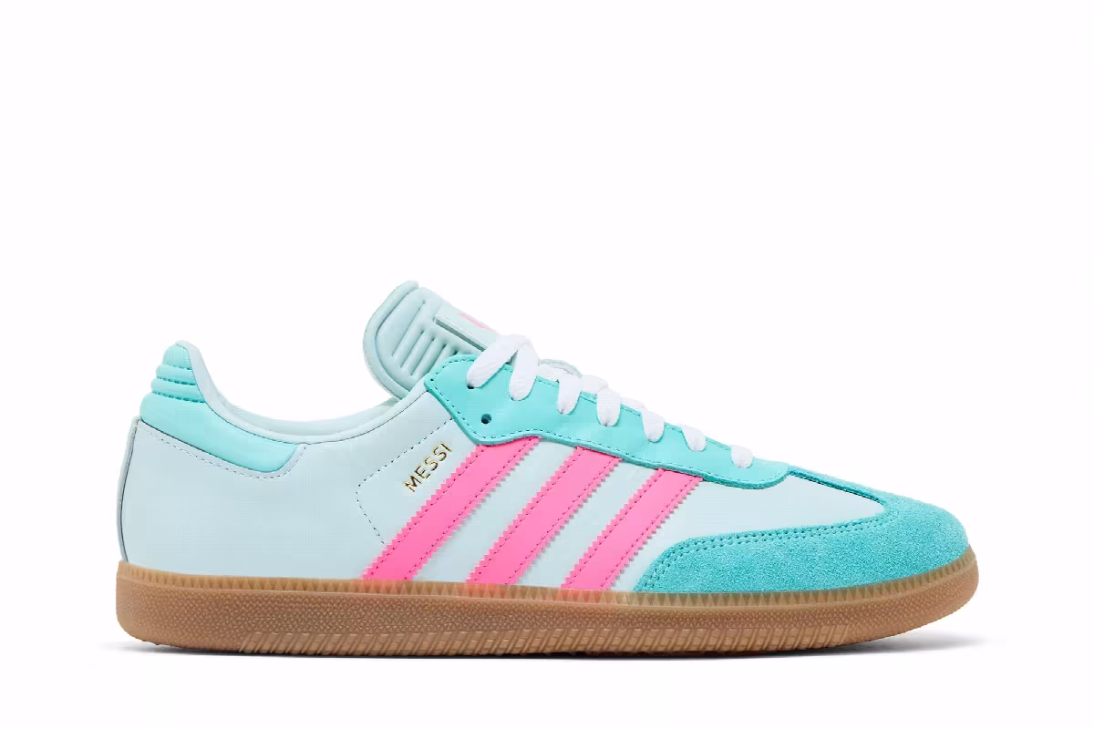 Lionel Messi x adidas Samba J Halo Mint Lucid Pink, view 2