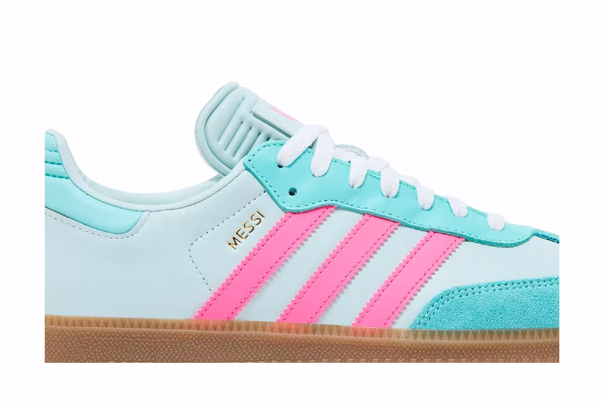 Lionel Messi x adidas Samba J Halo Mint Lucid Pink, view 3