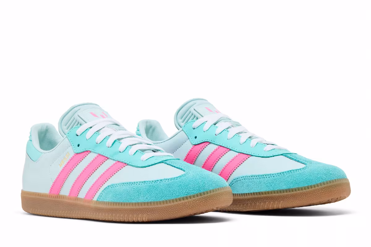 Lionel Messi x adidas Samba J Halo Mint Lucid Pink, view 9