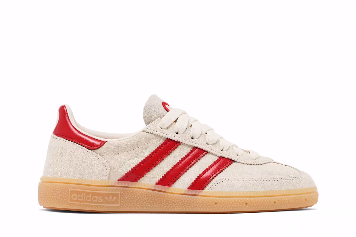 adidas Women's Handball Spezial Cream White Scarlet Sandy Pink, view 2