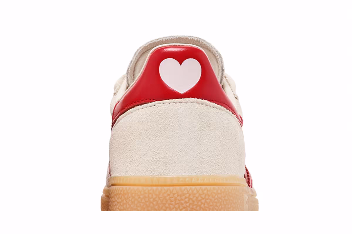 adidas Women's Handball Spezial Cream White Scarlet Sandy Pink, view 8