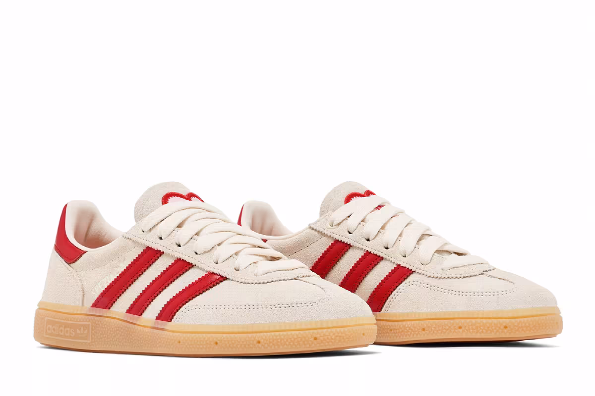 adidas Women's Handball Spezial Cream White Scarlet Sandy Pink, view 9