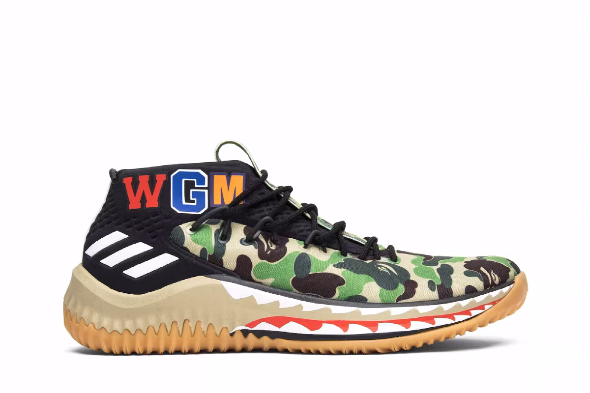 A Bathing Ape x adidas Dame 4 Green Camo, view 2