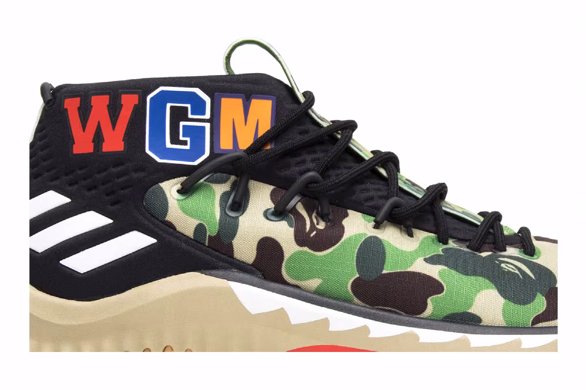 A Bathing Ape x adidas Dame 4 Green Camo, view 3