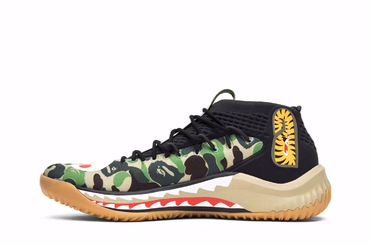 A Bathing Ape x adidas Dame 4 Green Camo, view 4