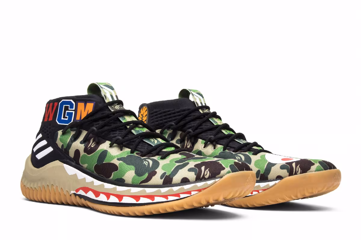 A Bathing Ape x adidas Dame 4 Green Camo, view 9