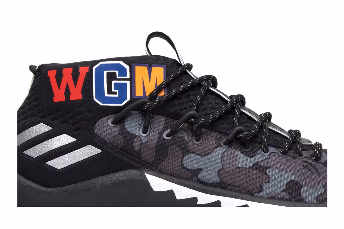 A Bathing Ape x adidas Dame 4 Black Camo, view 3