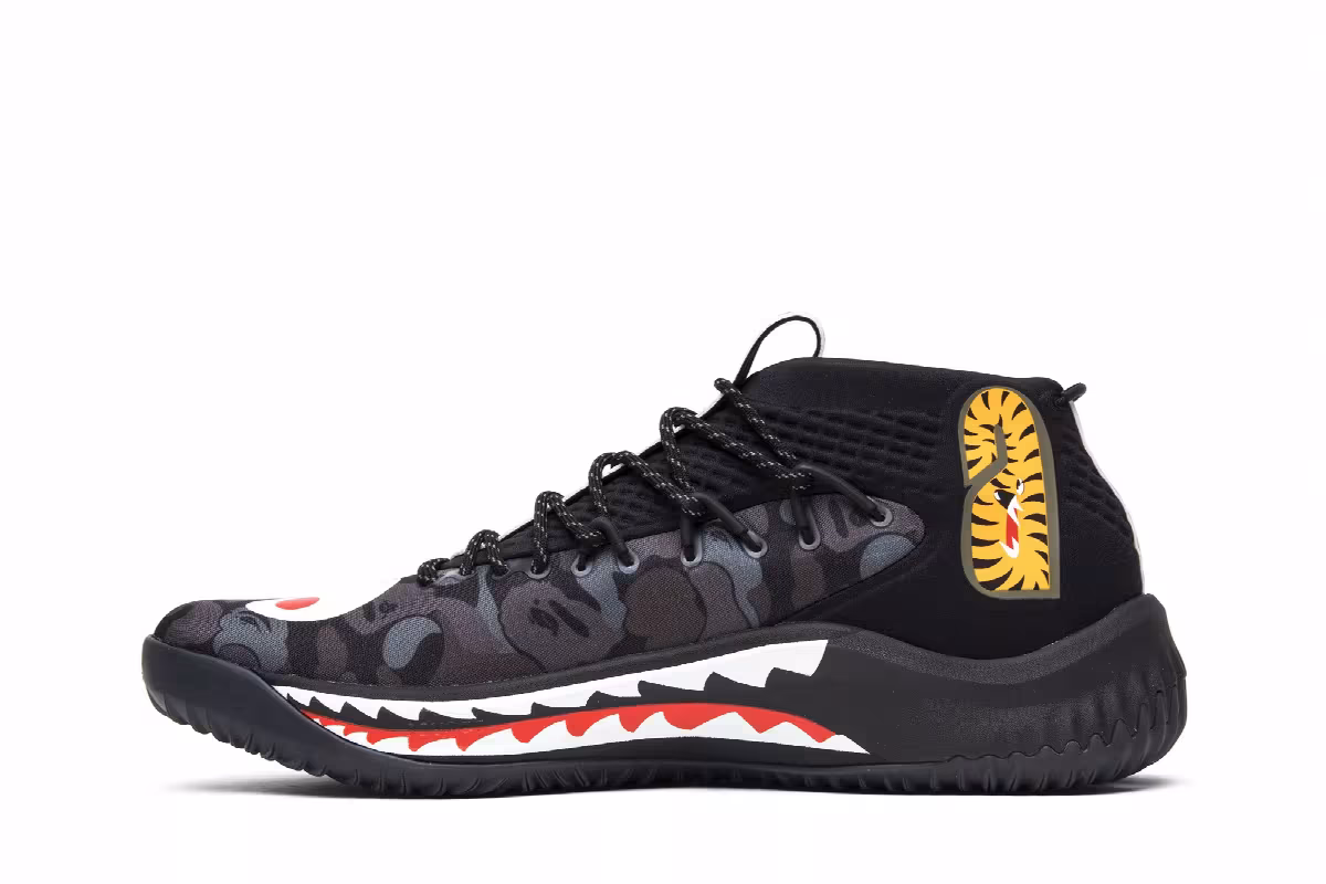 A Bathing Ape x adidas Dame 4 Black Camo, view 4