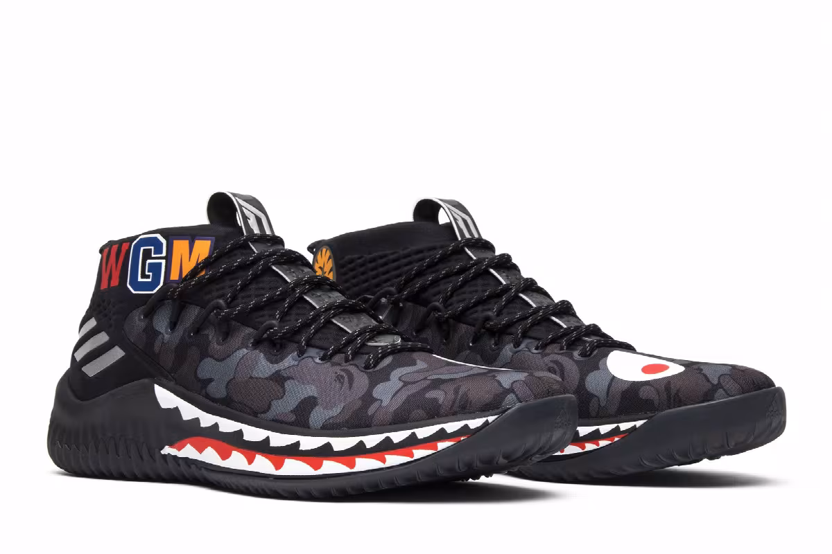 A Bathing Ape x adidas Dame 4 Black Camo, view 9