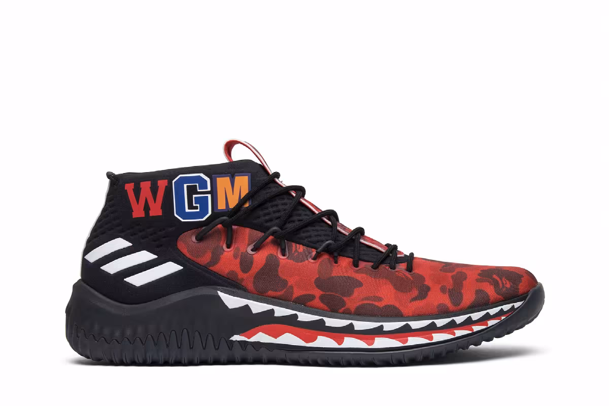 A Bathing Ape x adidas Dame 4 Red Camo, view 2