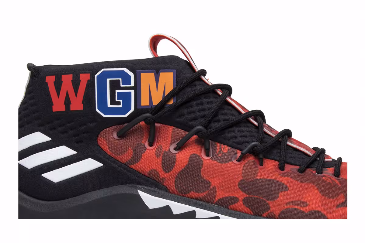 A Bathing Ape x adidas Dame 4 Red Camo, view 3