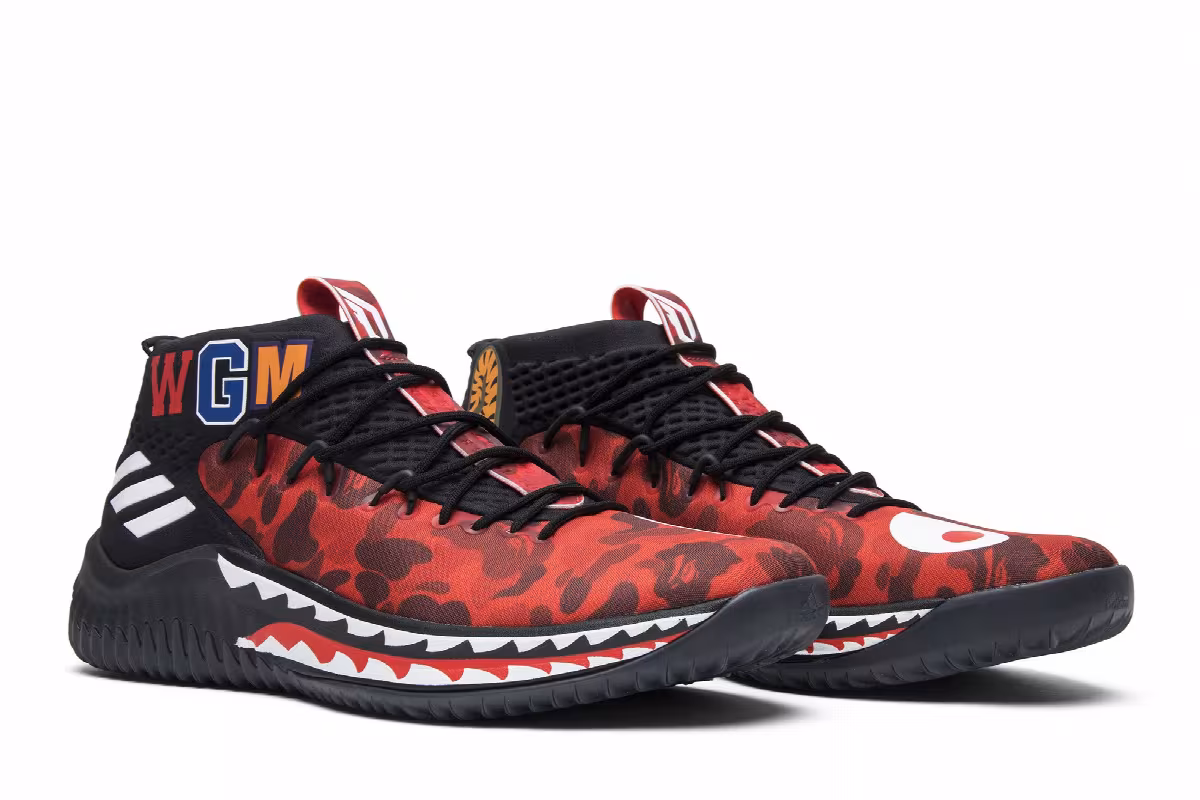 A Bathing Ape x adidas Dame 4 Red Camo, view 9