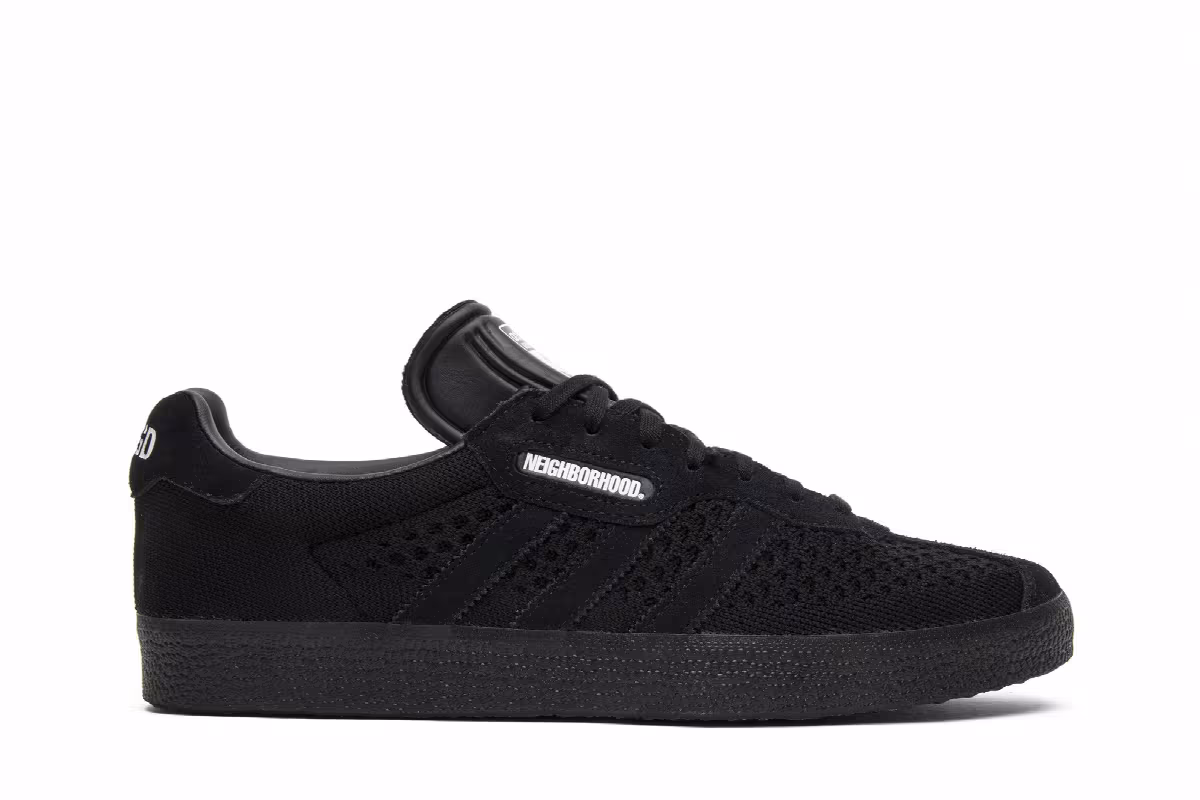 Neighborhood x adidas Gazelle Super Triple Black, view 2