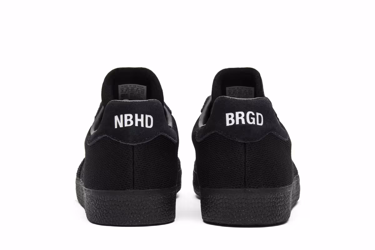 Neighborhood x adidas Gazelle Super Triple Black, view 7