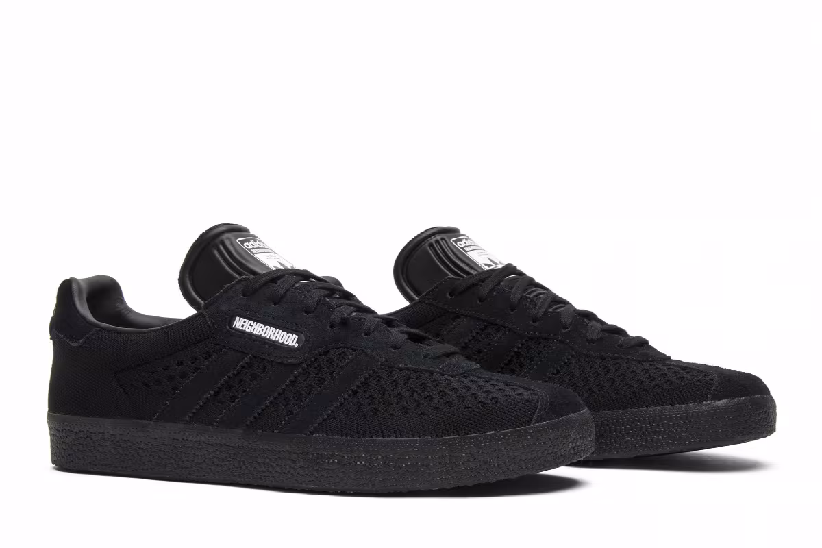 Neighborhood x adidas Gazelle Super Triple Black, view 9