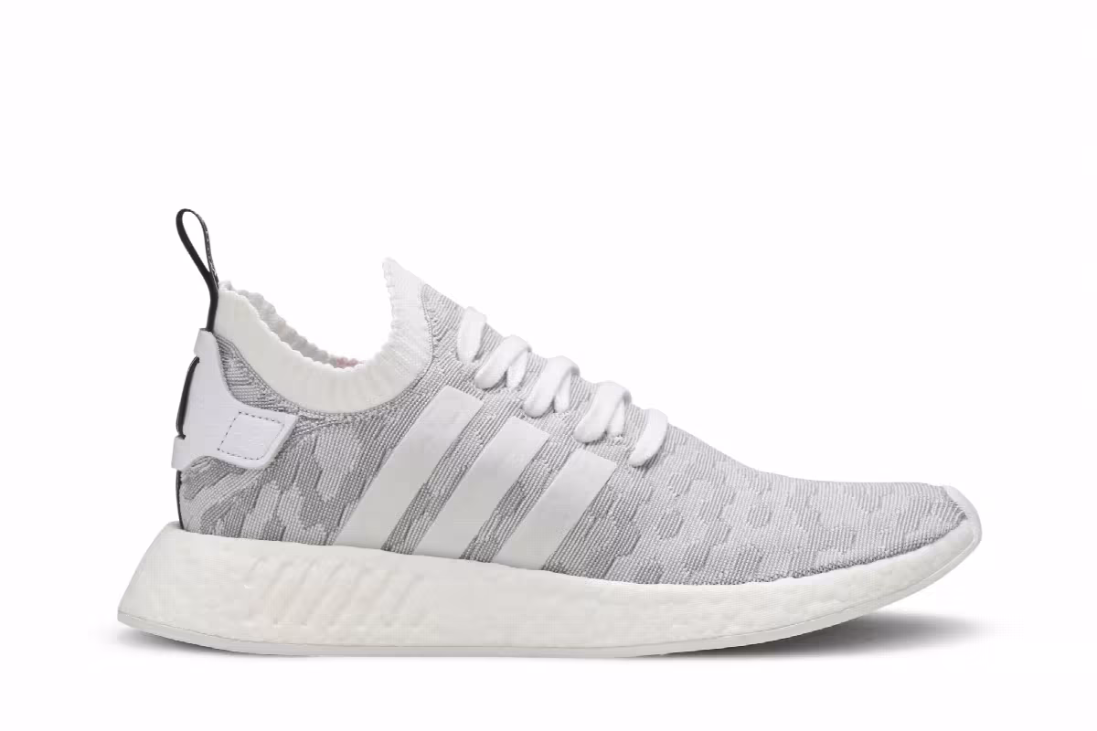 Adidas Women's NMD_R2 Primeknit White Black Pink, view 2