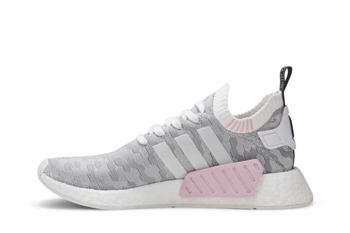 Adidas Women's NMD_R2 Primeknit White Black Pink, view 4