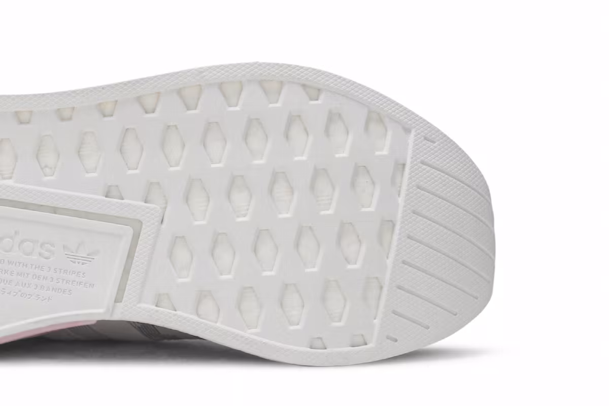 Adidas Women's NMD_R2 Primeknit White Black Pink, view 6