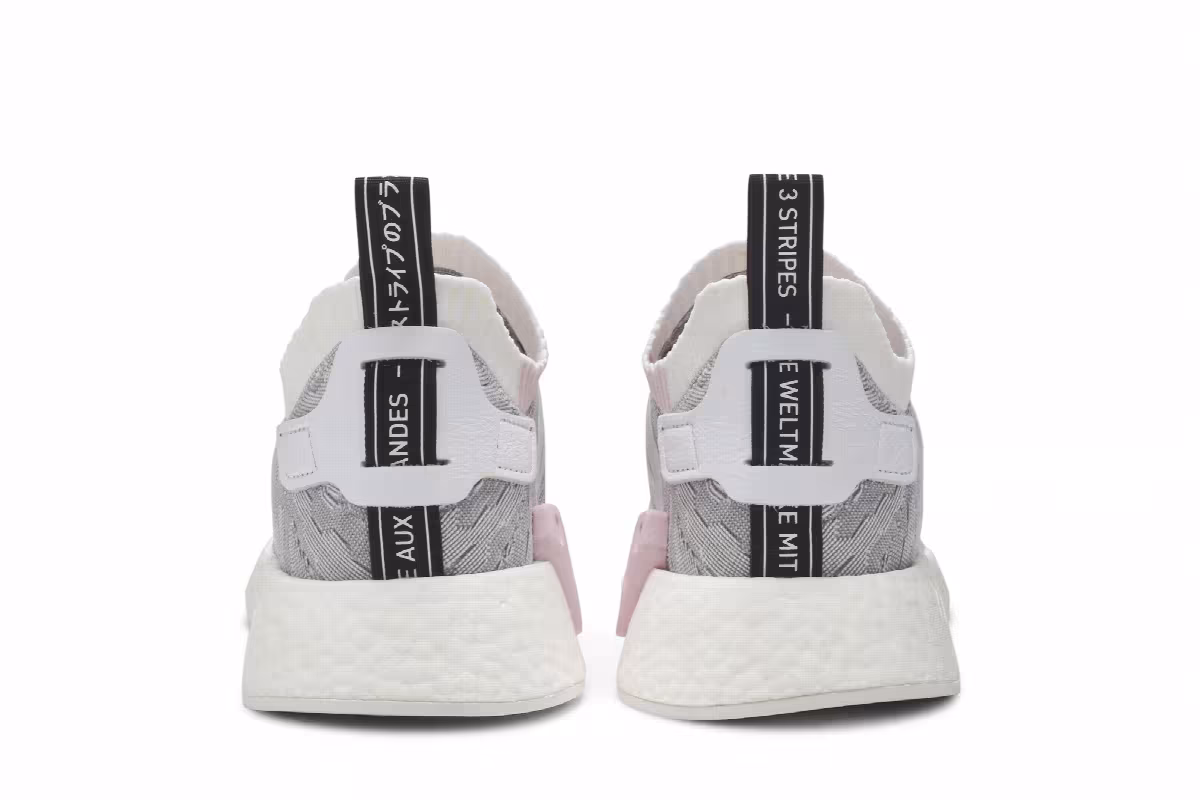 Adidas Women's NMD_R2 Primeknit White Black Pink, view 7