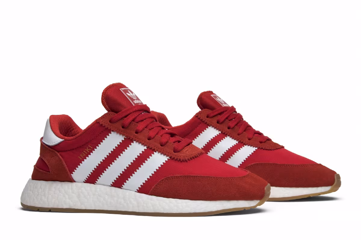 Adidas Iniki Runner Red Running White, view 9