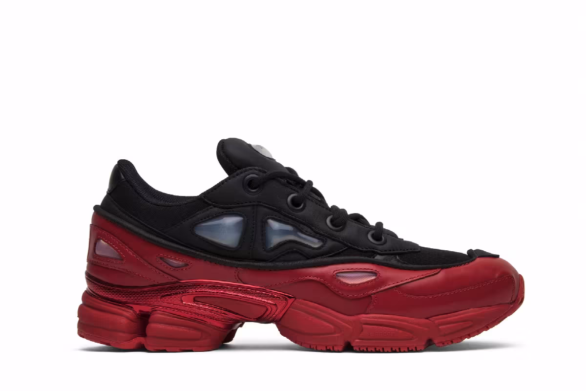 Raf Simons x adidas Ozweego 3 Core Black Scarlet, view 2