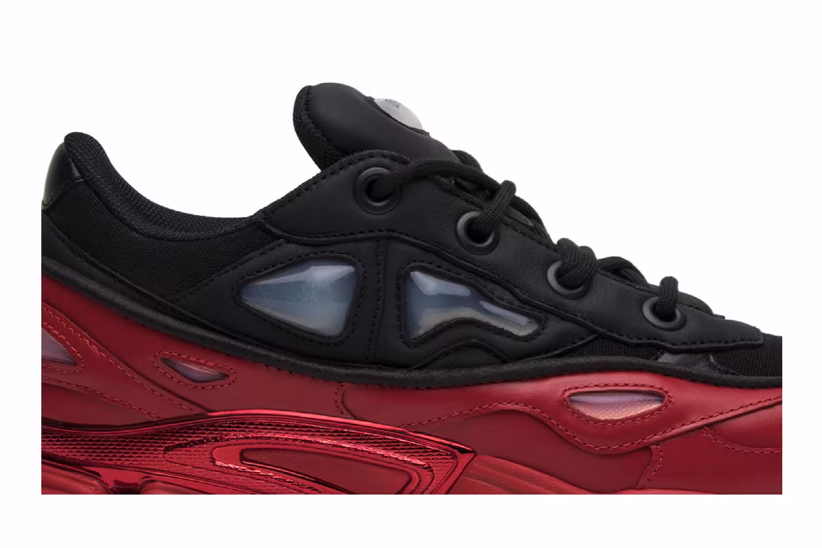 Raf Simons x adidas Ozweego 3 Core Black Scarlet, view 3