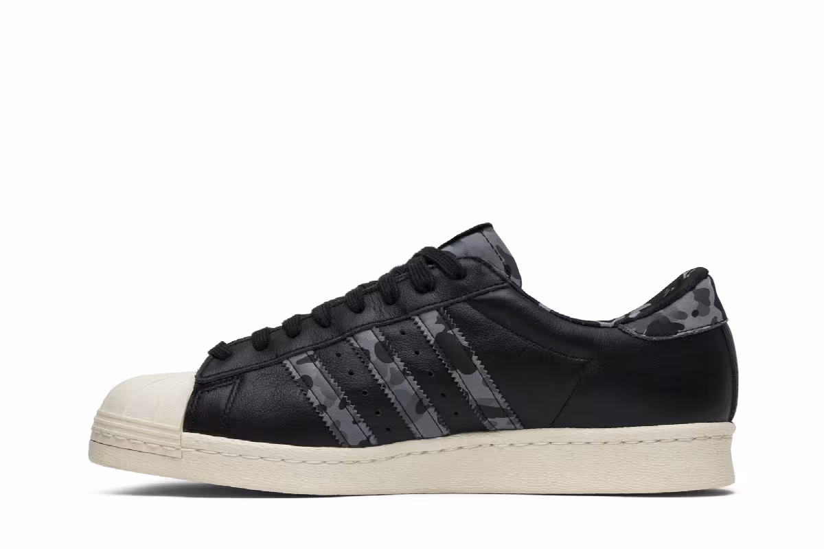 Undefeated x A Bathing Ape x adidas Superstars 80v Black, view 4