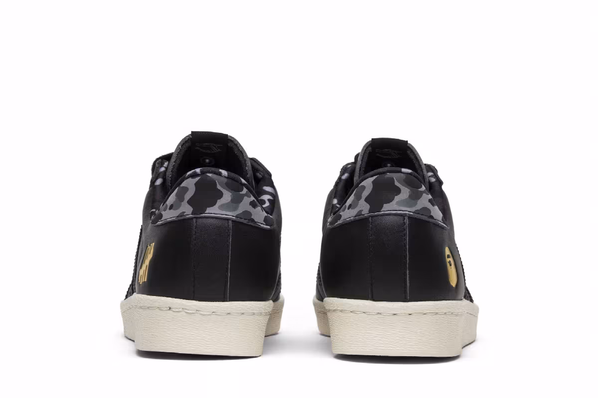Undefeated x A Bathing Ape x adidas Superstars 80v Black, view 7