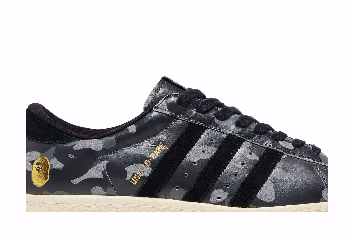 A Bathing Ape x Undeafeated x adidas Superstar 80s Black Camo, view 3
