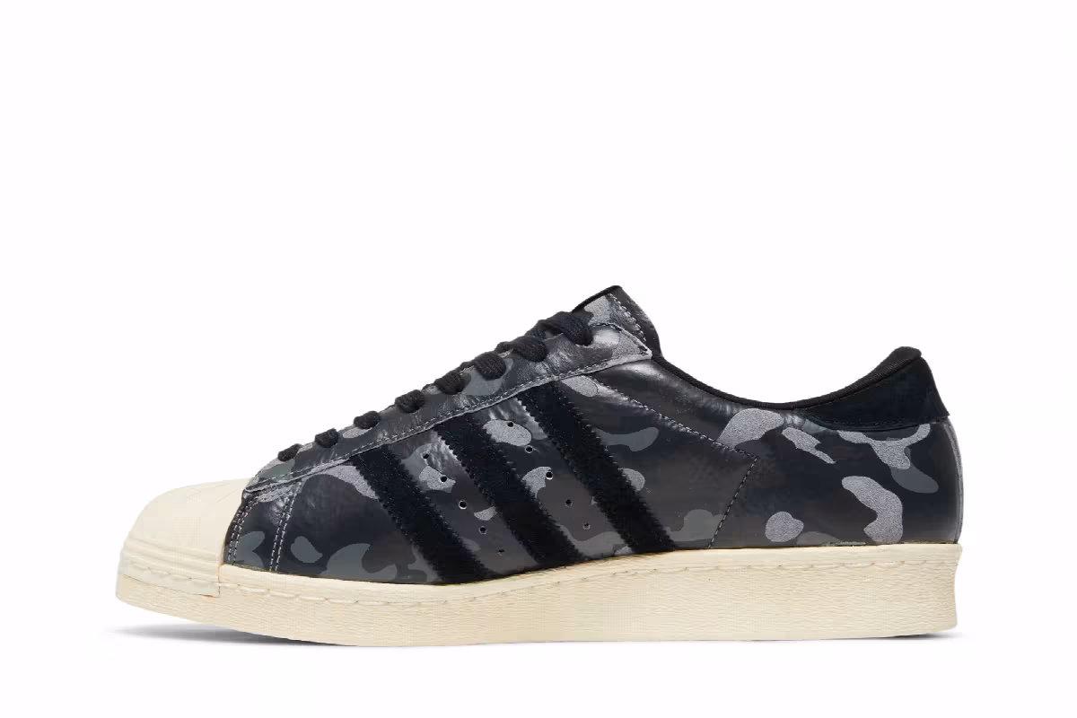 A Bathing Ape x Undeafeated x adidas Superstar 80s Black Camo, view 4