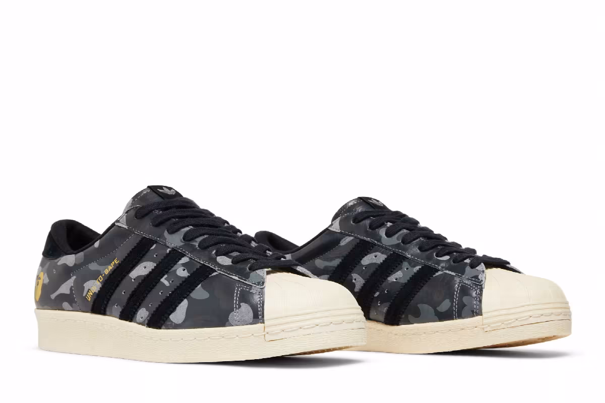 A Bathing Ape x Undeafeated x adidas Superstar 80s Black Camo, view 9
