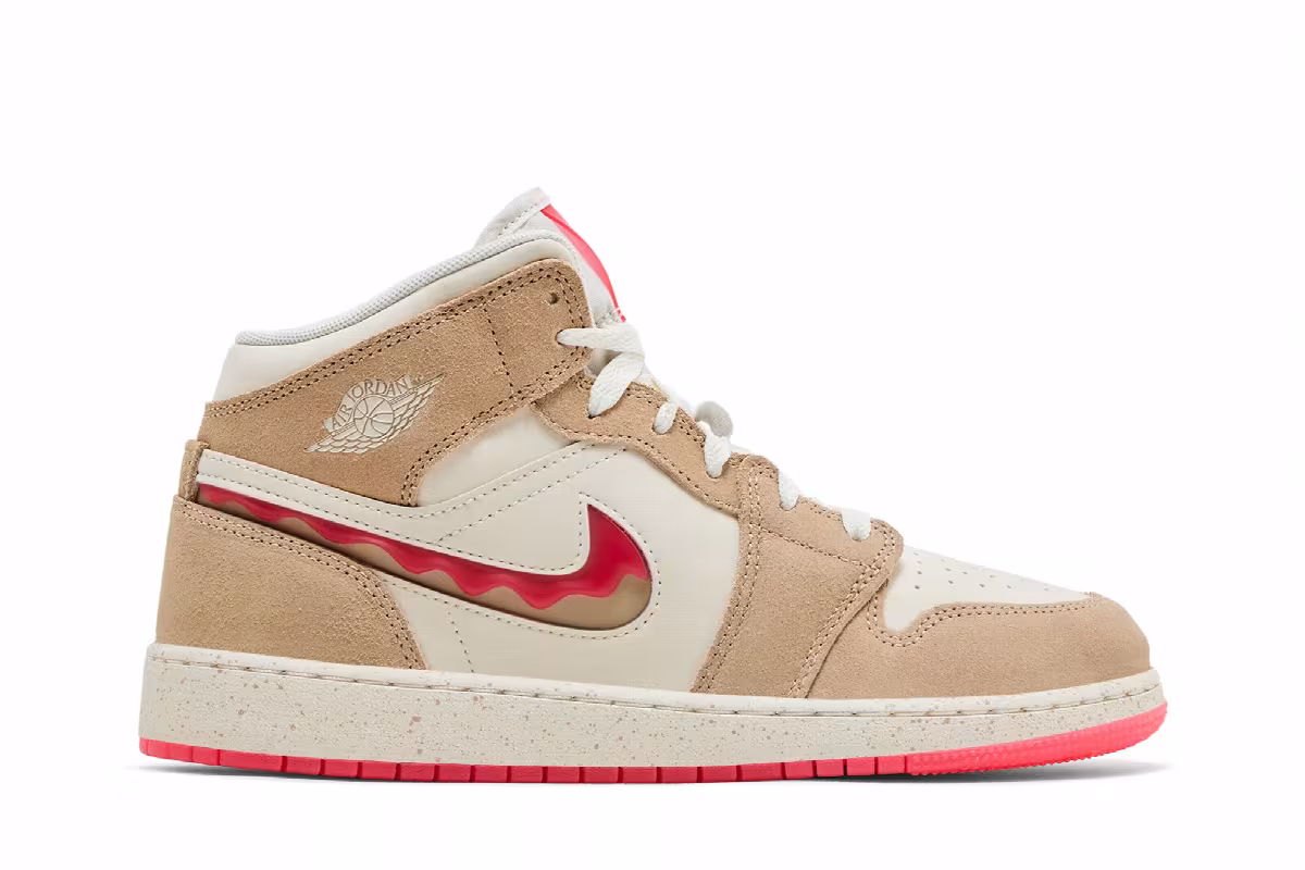 Air Jordan 1 Mid SE GS Peanut Butter & Jelly, view 2