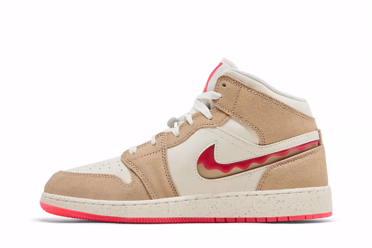 Air Jordan 1 Mid SE GS Peanut Butter & Jelly, view 4