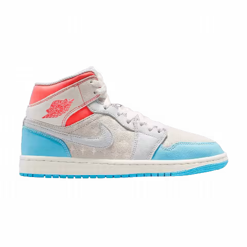 Wmns Air Jordan 1 Mid 'Sail Hot Lava Blue Chill'