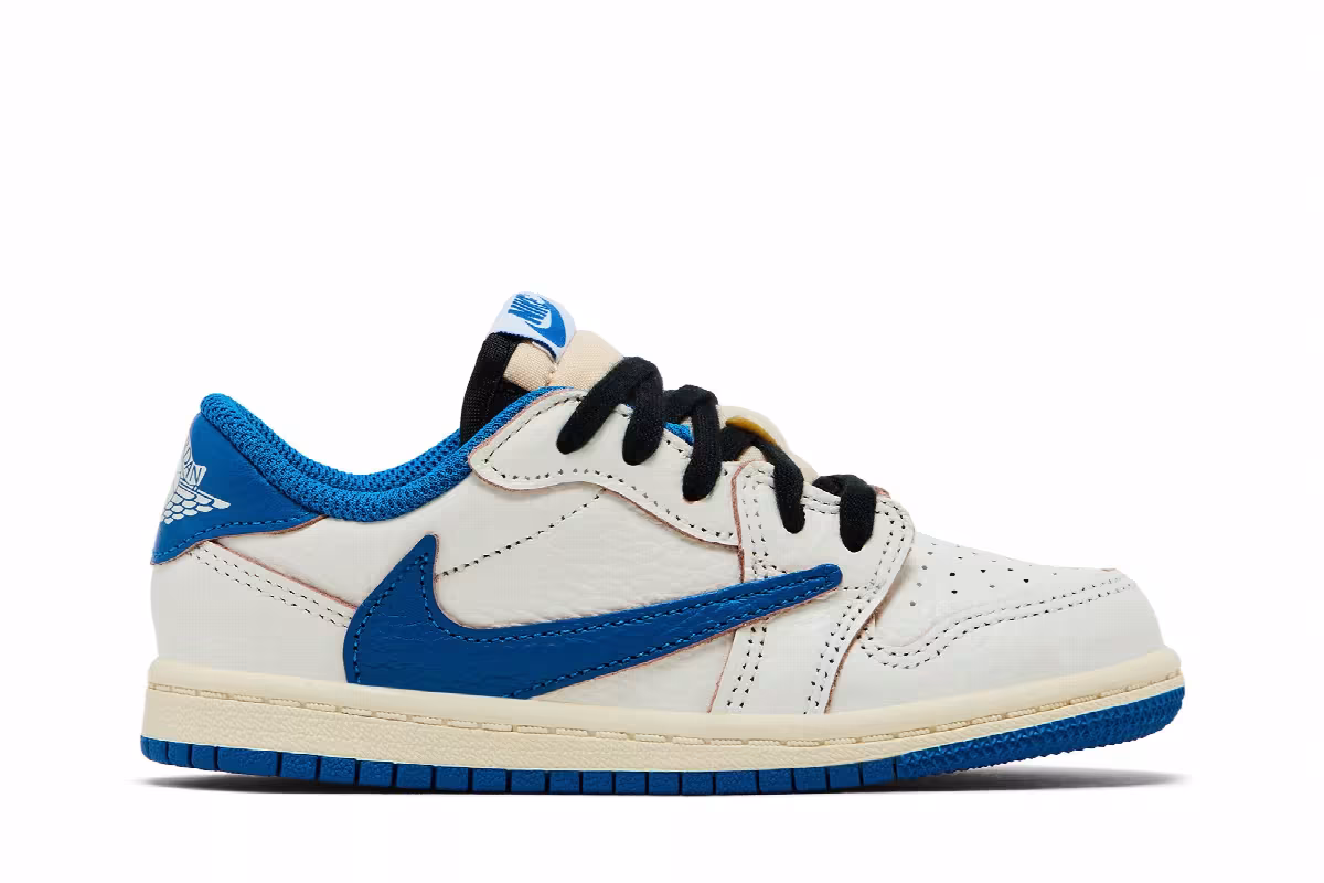 Fragment Design x Travis Scott x Air Jordan 1 Low OG SP TD Sail Military Blue, view 2